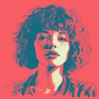 an illustration of a woman with curly hair generative ai photo
