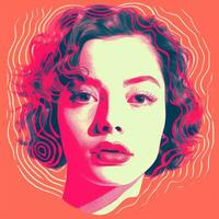 an illustration of a woman with curly hair generative ai photo