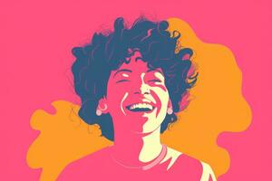 an illustration of a woman with curly hair generative ai photo