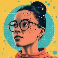 an illustration of a woman with glasses and dots on her face generative ai photo