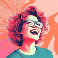 an illustration of a woman with glasses and red hair generative ai photo