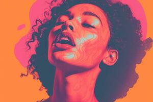 an illustration of a woman with her eyes closed generative ai photo