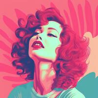 an illustration of a woman with red hair generative ai photo