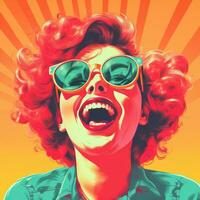 an illustration of a woman with sunglasses and red hair generative ai photo