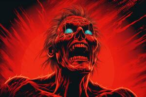an illustration of a zombie with glowing eyes generative ai photo