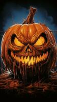an image of a halloween pumpkin with glowing eyes generative ai photo