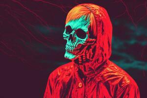 an image of a person wearing a hoodie with a skull on it generative ai photo