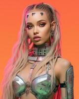 an image of a woman in a futuristic outfit generative ai photo