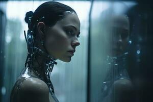 an image of a woman in a futuristic suit generative ai photo