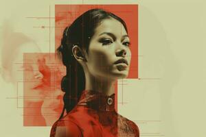 an image of a woman in a red dress generative ai photo