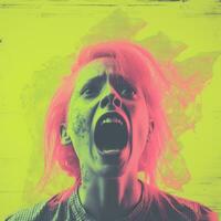 an image of a woman screaming with her mouth open generative ai photo