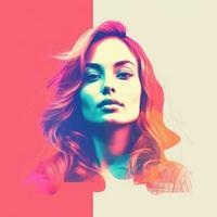 an image of a woman with a colorful background generative ai photo