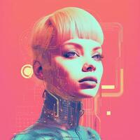 an image of a woman with a futuristic look generative ai photo