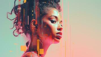 an image of a woman with a colorful background generative ai photo
