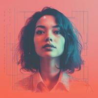 an image of a woman with an abstract background generative ai photo