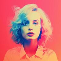 an image of a woman with blonde hair and bright colors generative ai photo