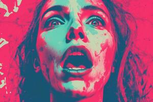 an image of a woman with blood on her face generative ai photo