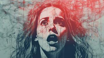 an image of a woman with blood on her face generative ai photo