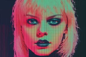 an image of a woman with bright blue eyes generative ai photo