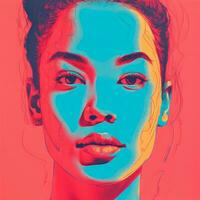 an image of a woman with bright colors on her face generative ai photo