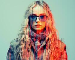 an image of a woman with glasses and a scarf generative ai photo