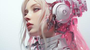 an image of a woman with headphones on her head generative ai photo