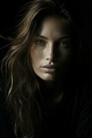 an image of a woman with long wavy hair generative ai photo