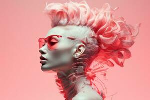 an image of a woman with pink hair and sunglasses generative ai photo