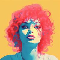 an image of a woman with pink hair generative ai photo
