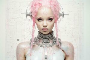 un imagen de un mujer con rosado pelo generativo ai foto