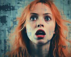 an image of a woman with red hair and an open mouth generative ai photo