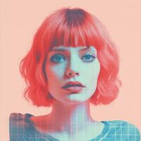 an image of a woman with red hair and blue eyes generative ai photo