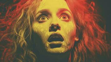 an image of a woman with red hair and yellow eyes generative ai photo