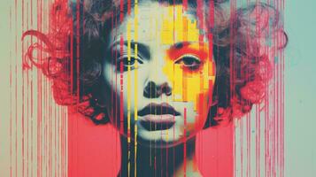 an image of a womans face with a colorful background generative ai photo