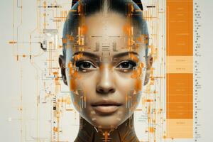 an image of a womans face with an orange background generative ai photo