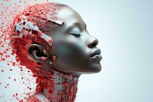 un imagen de un mujeres cabeza con rojo puntos en eso generativo ai foto