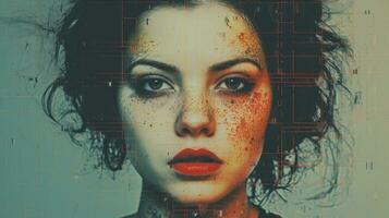 an image of a womans face with red dots on it generative ai photo