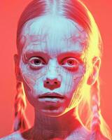 an image of a young girl with her face covered in paint generative ai photo