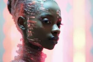 an image of an african woman with a lot of pixels on her face generative ai photo