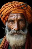 an old man with a turban on his head generative ai photo