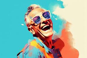 an older man with sunglasses and a smile on his face generative ai photo