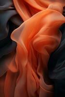 an orange and black background with a flowing fabric generative ai photo