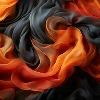 an orange and black background with a lot of black and orange fabric generative ai photo