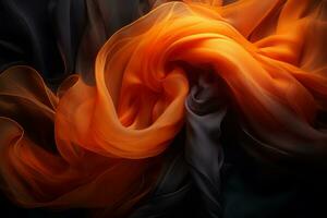 an orange and black background with a flowing fabric generative ai photo