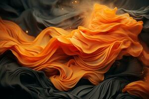 an orange and black cloth is being blown by the wind generative ai photo