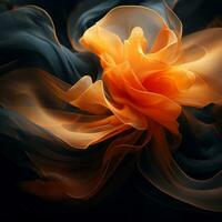 an orange and black flower on a black background generative ai photo