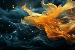 an orange and blue flame on a black background generative ai photo