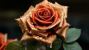 an orange rose with water droplets on it generative ai photo