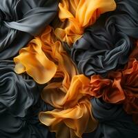 black orange and gray fabric on a black background generative ai photo