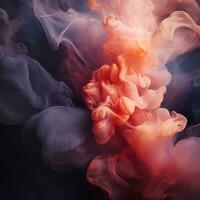 colorful smoke in water on a black background generative ai photo